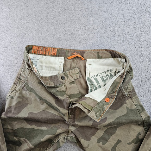 Dockers Alpha Slim Jeans Mens 34x34 Khaki Beige Camo Print Regular Straight Leg - Picture 7 of 10